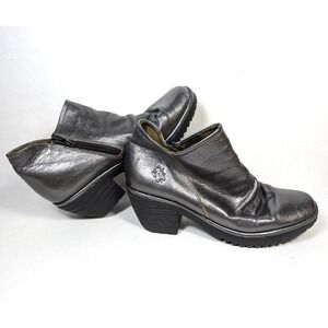 Fly‎ London Wezo Wedge Ankle Boot Womens 38 US 7.5 Silver Graphite Bootie